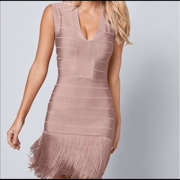 VENUS Dresses & Skirts - Venus Bandage Fringe  Dress pink size